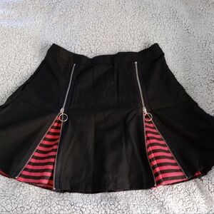 Goth/punk Black Skirt with Red Stripes